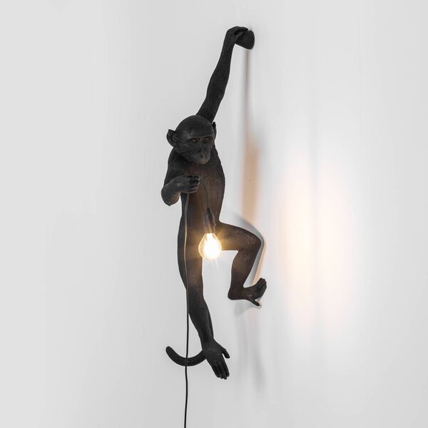 SELETTI Kinkiet zewnętrzny LED Monkey Lamp, lewa czarna Lamp, czarny, tworzywo sztuczne, design