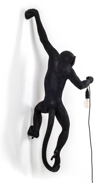 SELETTI Kinkiet zewnętrzny LED Monkey Lamp, lewa czarna Lamp, czarny, tworzywo sztuczne, design
