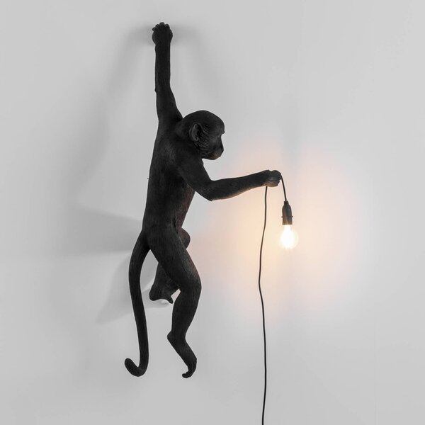 SELETTI Kinkiet zewnętrzny LED Monkey Lamp, lewa czarna Lamp, czarny, tworzywo sztuczne, design
