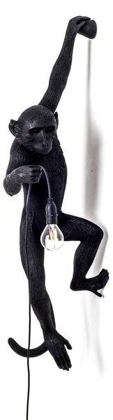 SELETTI Kinkiet zewnętrzny LED Monkey Lamp, lewa czarna Lamp, czarny, tworzywo sztuczne, design