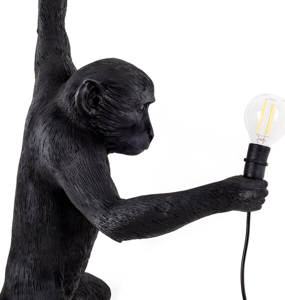 SELETTI Kinkiet zewnętrzny LED Monkey Lamp, lewa czarna Lamp, czarny, tworzywo sztuczne, design