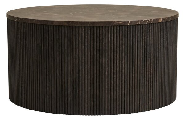 Ciemnobrązowy okrągły stolik z blatem w dekorze marmuru ø 80 cm Rota – House Nordic