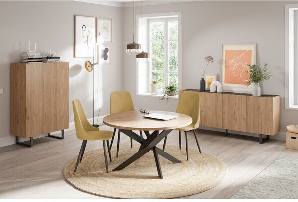 Okrągły stół z blatem w dekorze dębu 120x120 cm Ther – Marckeric