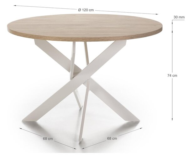 Okrągły stół z blatem w dekorze dębu ø 120 cm Ther – Marckeric