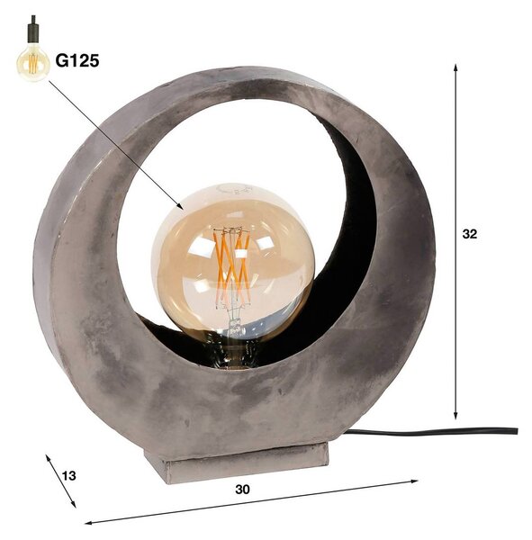 ZIJLSTRA Lampa stołowa Sonorc, aluminiowy / szary / cynkowy, salon / jadalnia, metal