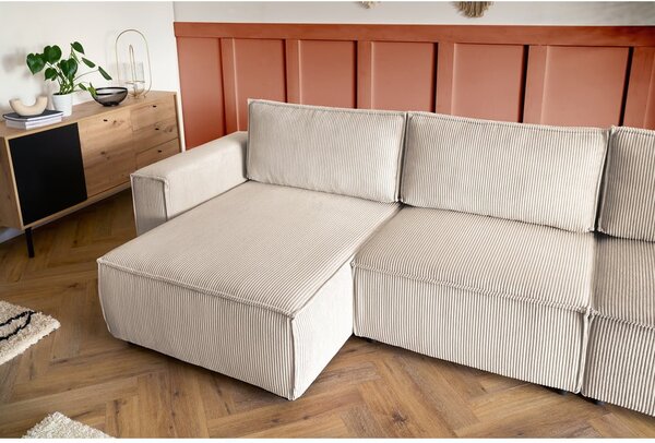 Kremowy sztruksowy narożnik (prawostronny/w kształcie litery U) Nihad modular – Bobochic Paris