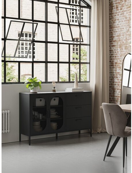 Czarna komoda 140x90 cm Diora – Marckeric