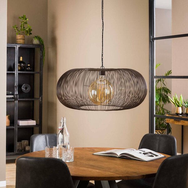 ZIJLSTRA Lampa wisząca Rippberg, możliwość ściemniania, czarny, salon / jadalnia, metal