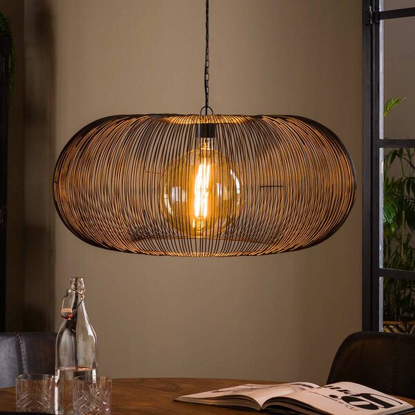 ZIJLSTRA Lampa wisząca Rippberg, możliwość ściemniania, czarny, salon / jadalnia, metal