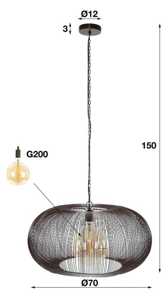 ZIJLSTRA Lampa wisząca Rippberg, możliwość ściemniania, czarny, salon / jadalnia, metal