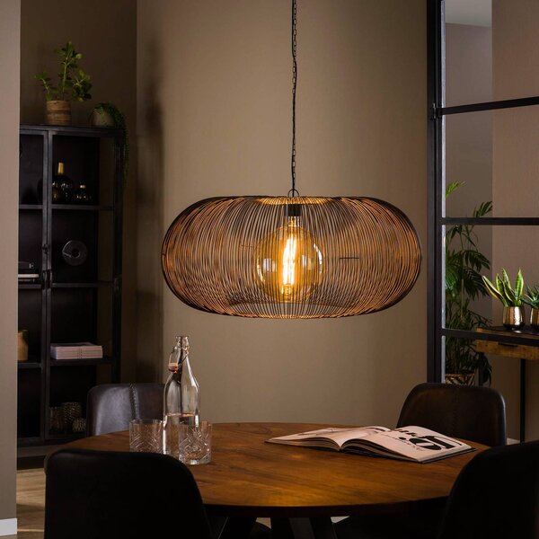 ZIJLSTRA Lampa wisząca Rippberg, możliwość ściemniania, czarny, salon / jadalnia, metal