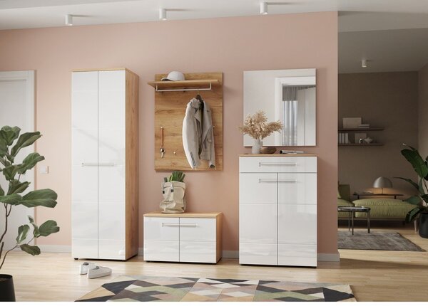 Biała szafa w dekorze dębu 60x198 cm Aledo – Germania