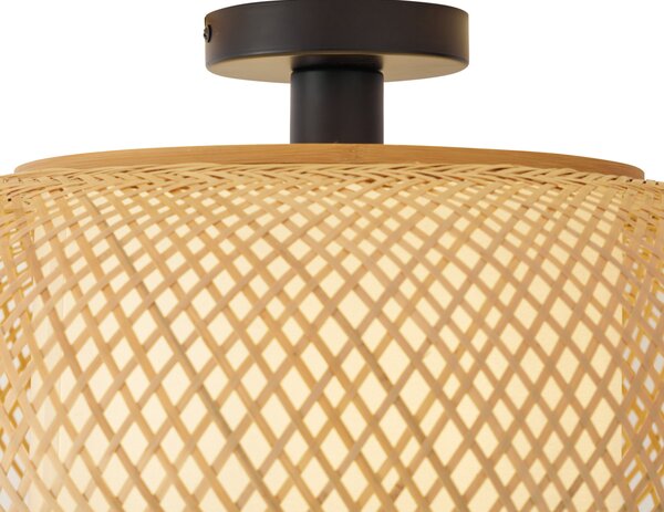 Lampa sufitowa Japandi z bambusa z białym wnętrzem - Liva