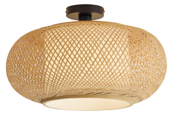Lampa sufitowa Japandi z bambusa z białym wnętrzem - Liva