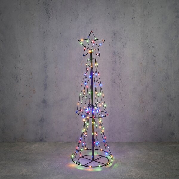 Świąteczna lampa podłogowa czarna choinka 150 cm z LED RGB z timerem IP44 - Ugoku