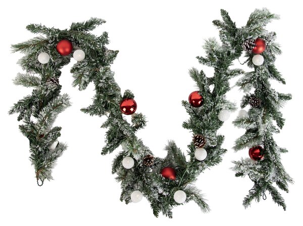 Świąteczna girlanda biała z czerwonymi elementami 270 cm z diodami LED i timerem - Jack