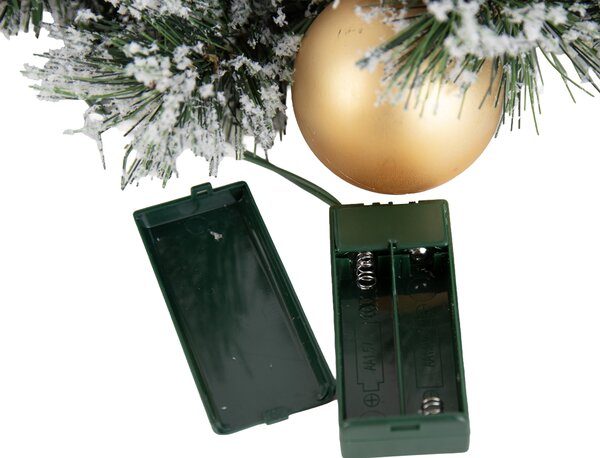 Wieniec bożonarodzeniowy biały ze złotem 45 cm z diodami LED i timerem - Jack