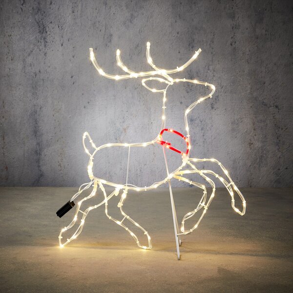 Świąteczna lampa podłogowa Jeleń 50 cm z LED, timerem i IP44 - Pax