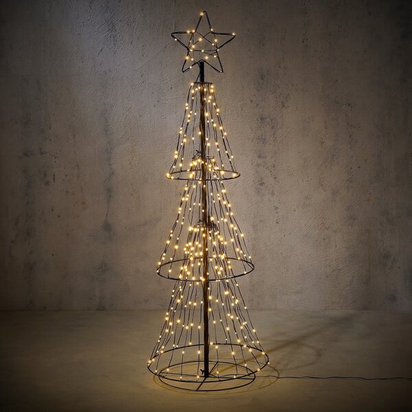 Świąteczna lampa podłogowa czarna drzewko 150 cm z LED z timerem IP44 - Ugoku