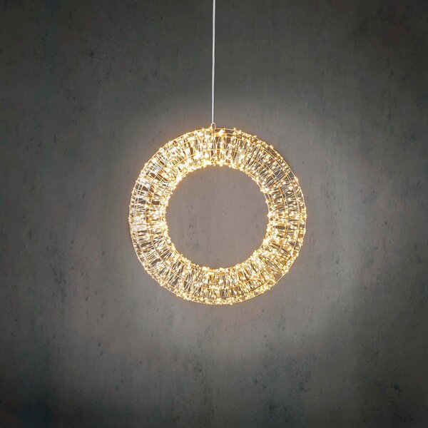 Świąteczna lampa wisząca wieniec srebrny 45 cm z LED IP44 - Nawa
