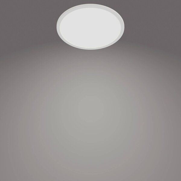 Philips Lampa sufitowa LED Superslim, możliwość ściemniania, biały / opal, łazienka, metal
