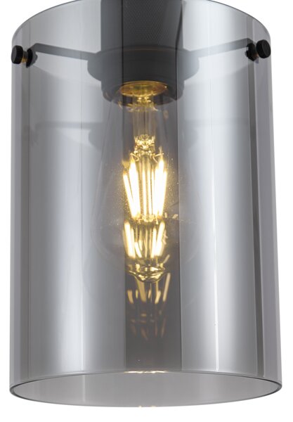 Designerska lampa wisząca czarna z przydymionym szkłem - Domo