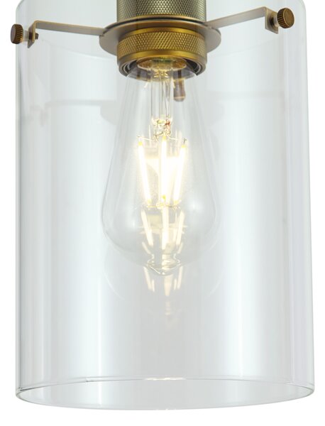 Designerska lampa wisząca brązowa z przezroczystym szkłem - Domo