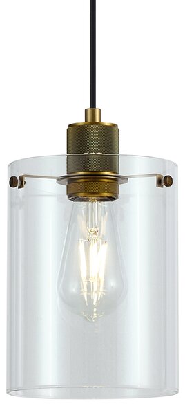 Designerska lampa wisząca brązowa z przezroczystym szkłem - Domo