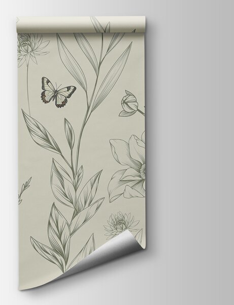 Fototapeta Tapeta z kwiatami i motylami, Fototapety Natura, Popularne Fototapety, w08088v3 - Tapeko.pl