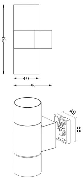 Deko-Light Kinkiet zewnętrzny Achernar 2-punktowa up/down czarno-szara Achernar, możliwość ściemniania, czarny, aluminium, nowoczesny