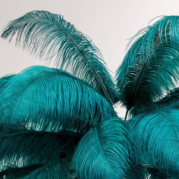 KARE Lampa stojąca designerska Feather Palm, mosiężny / złoty, salon / jadalnia, metal, design