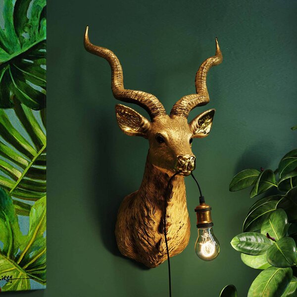 KARE Kinkiet designerski Animal Goat, mosiężny / złoty, salon / jadalnia, tworzywo sztuczne, design