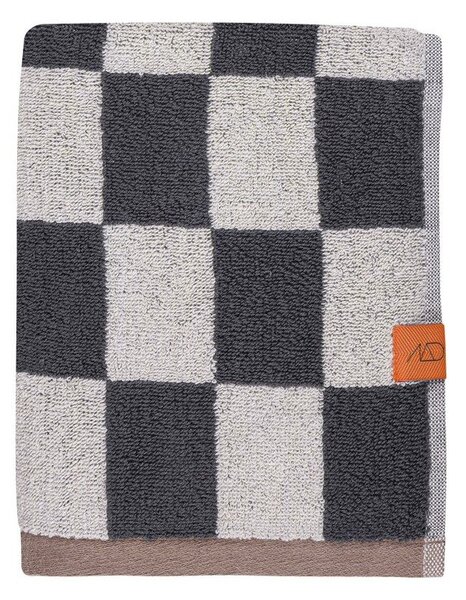 Antracytowo-beżowy ręcznik z bawełny organicznej frotte 50x90 cm Retro – Mette Ditmer Denmark
