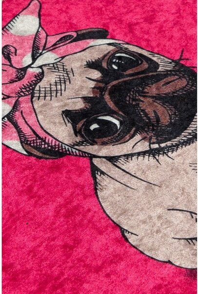 Różowy dywanik łazienkowy 40x60 cm Pink Pug – Foutastic