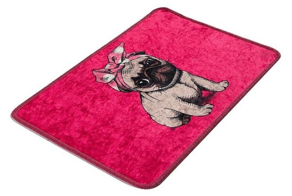 Różowy dywanik łazienkowy 40x60 cm Pink Pug – Foutastic