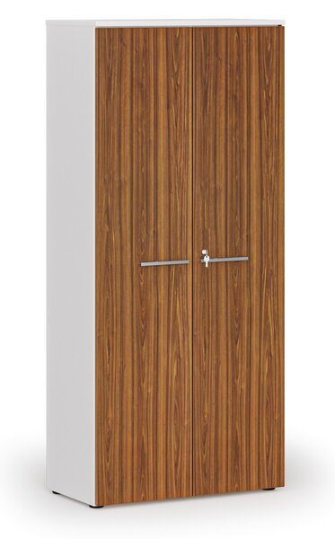 Szafa biurowa z drzwiami PRIMO WHITE, 800 x 420 x 1781 mm, biały/orzech