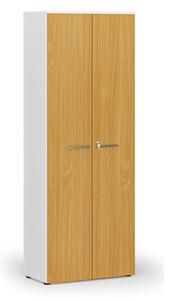 Szafa biurowa z drzwiami PRIMO WHITE, 800 x 420 x 2128 mm, biały/buk
