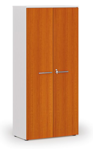 Szafa biurowa z drzwiami PRIMO WHITE, 800 x 420 x 1781 mm, biały/wiśnia