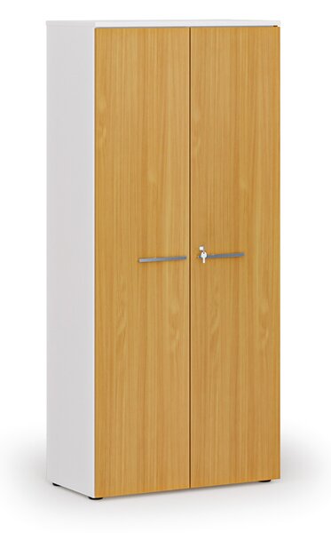 Szafa biurowa z drzwiami PRIMO WHITE, 800 x 420 x 1781 mm, biały/buk