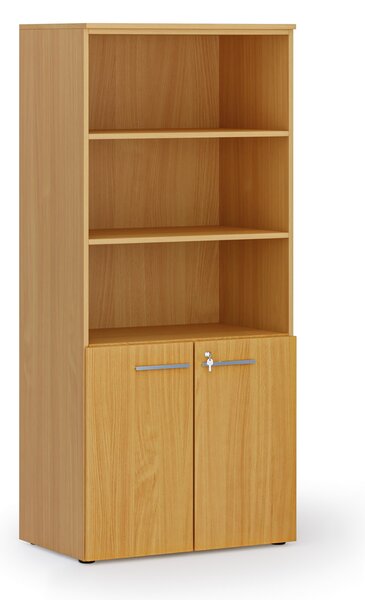 Szafa biurowa z drzwiami niskimi PRIMO WOOD, 800 x 500 x 1781 mm, buk