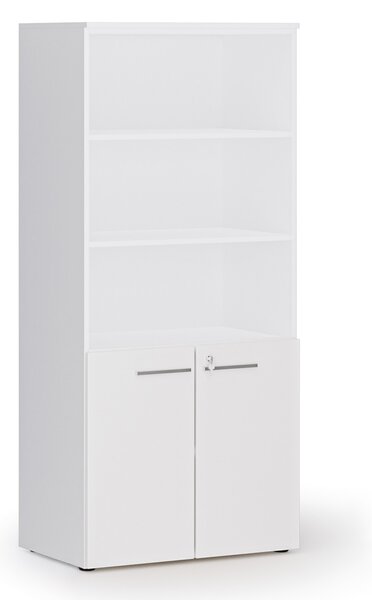 Szafa biurowa z drzwiami niskimi PRIMO WHITE, 800 x 500 x 1781 mm, biały