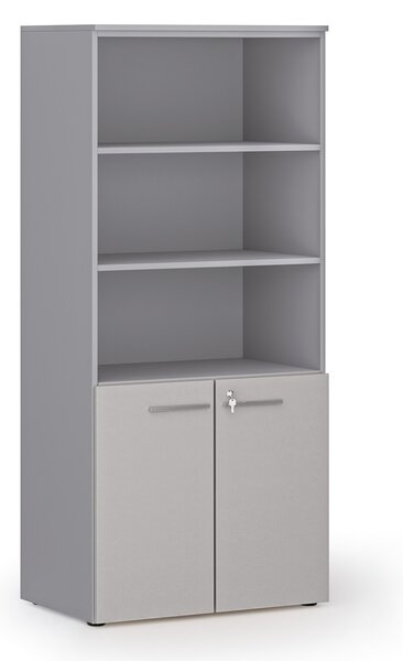 Szafa biurowa z drzwiami niskimi PRIMO GRAY, 800 x 500 x 1781 mm, szary