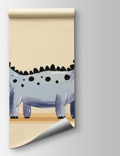 Fototapeta Kreskówkowy dinozaur z roślinami i kwiatami, Fototapety Dinozaury, Popularne Fototapety, w01357v2 - Tapeko.pl