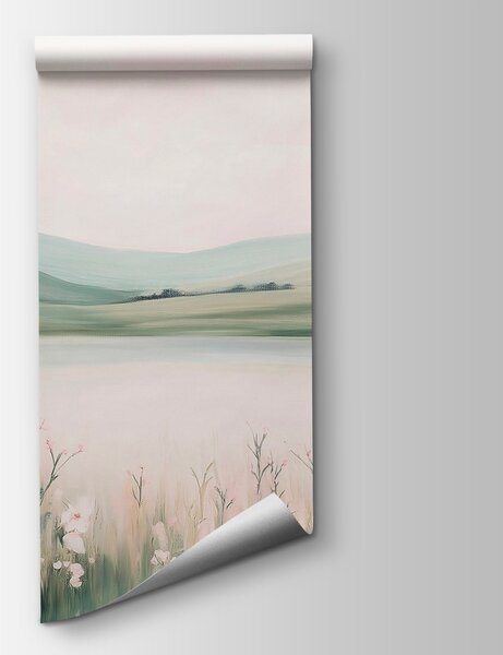 Fototapeta Obraz przedstawiający jezioro z kwiatami, Fototapety Natura, Popularne Fototapety, w01387 - Tapeko.pl
