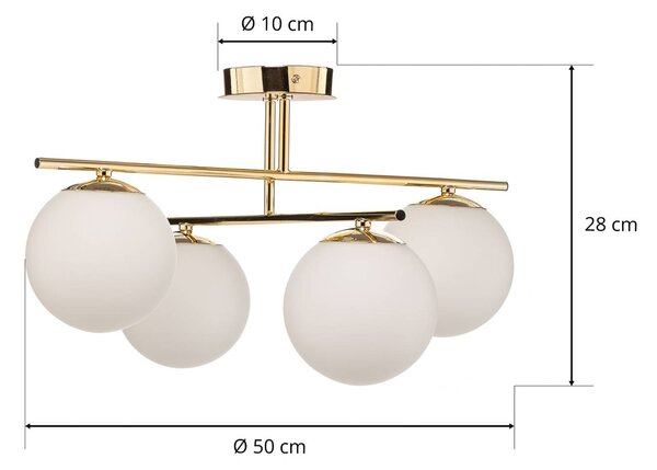 Lampa sufitowa Aurora Domiluce, możliwość ściemniania, mosiężny / złoty, salon / jadalnia, metal