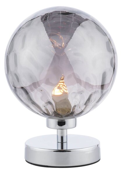 Lampa Stołowa Esben Table Lamp Polished Chrome Smoked Dimpled 150mm Glass