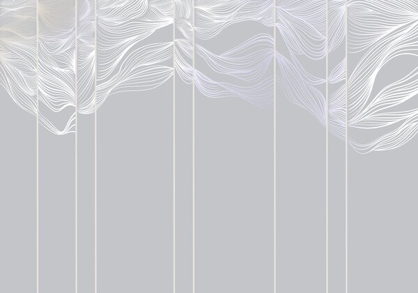Fototapety Płynące białe abstrakcyjne fale na jasnoszarym tle, Nowoczesne Fototapety, w08263v1 : Uwalls.pl