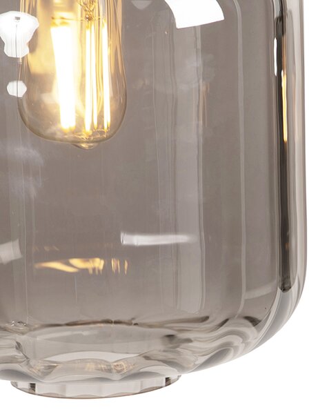 Designerska lampa wisząca czarna z przydymionym szkłem 3-światłowa 161,5 cm - Qara