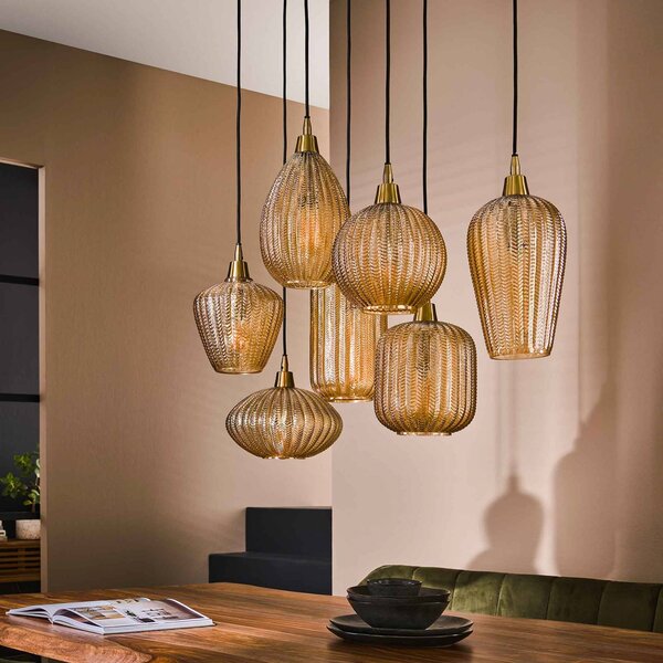 ZIJLSTRA Lampa wisząca szklana Pattern, możliwość ściemniania, salon / jadalnia, szkło