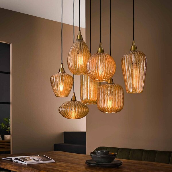 ZIJLSTRA Lampa wisząca szklana Pattern, możliwość ściemniania, salon / jadalnia, szkło